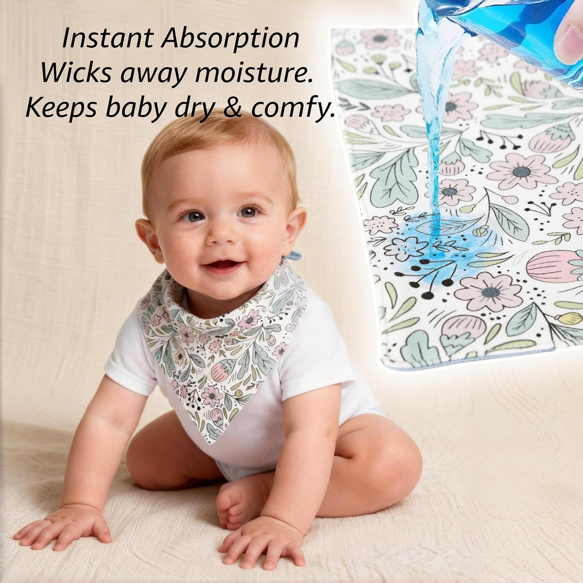 JUVA Baby Bandana Drool Bibs 6pk, Organic Cotton, Absorbent & Reversible