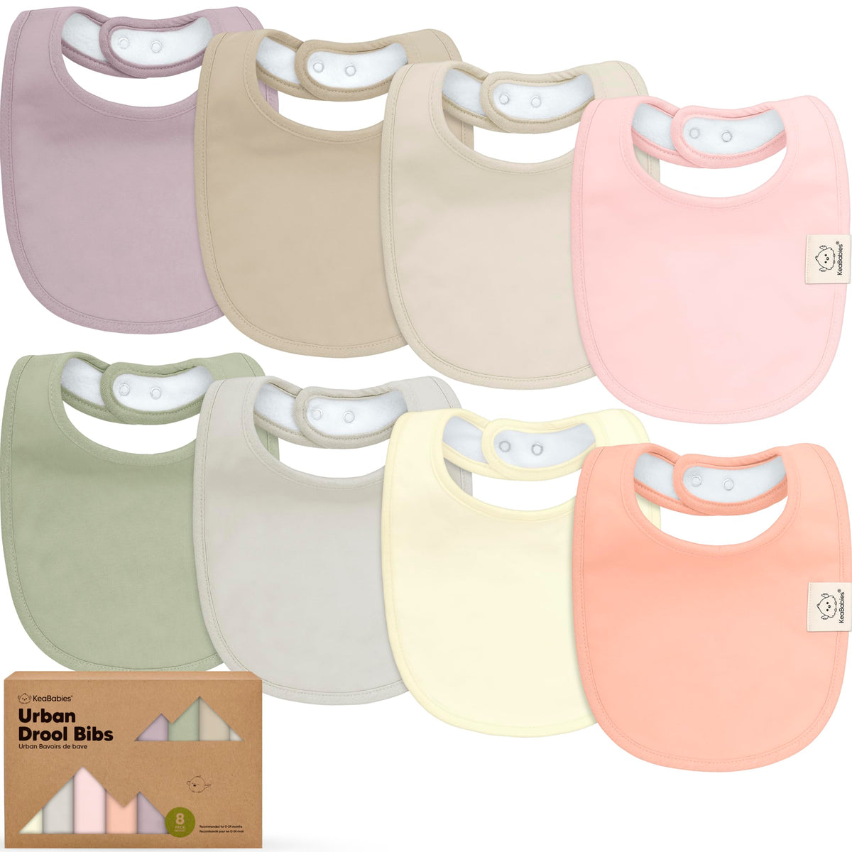 KeaBabies 8-Pack Organic Baby Bibs for Drooling and Teething (Sweet Charm)