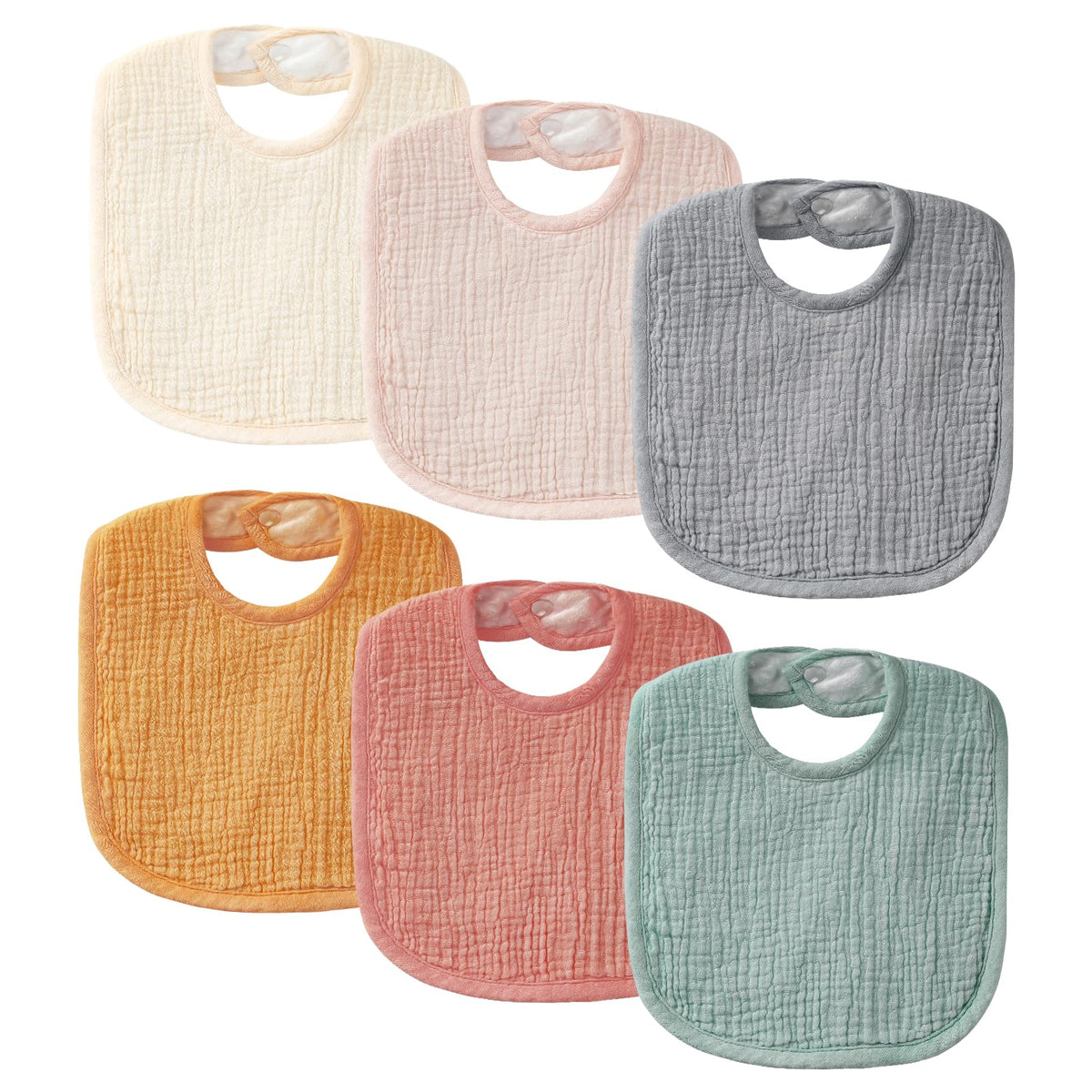 POIKSHARK 6-Pack Muslin Baby Bibs for Unisex Boys Girls, Cotton Baby Drool Bibs, Drooling and Teething Bibs for Infant