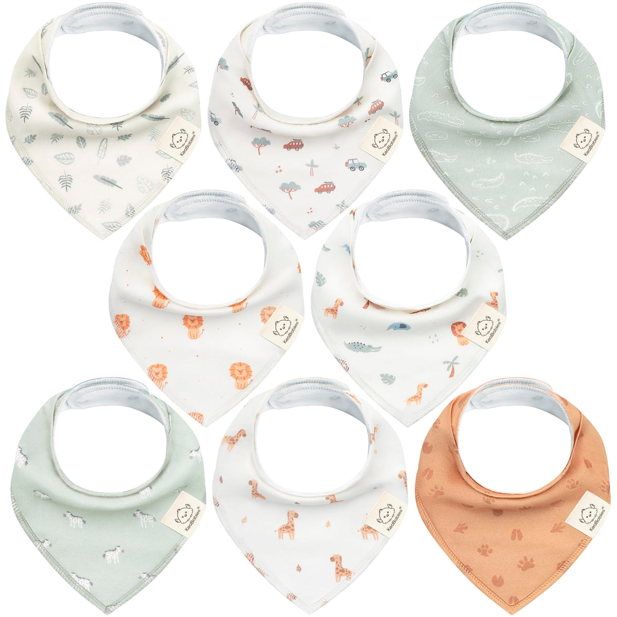 8pk Organic Baby Bandana Bibs for Drooling and Teething (Muted Pastel)