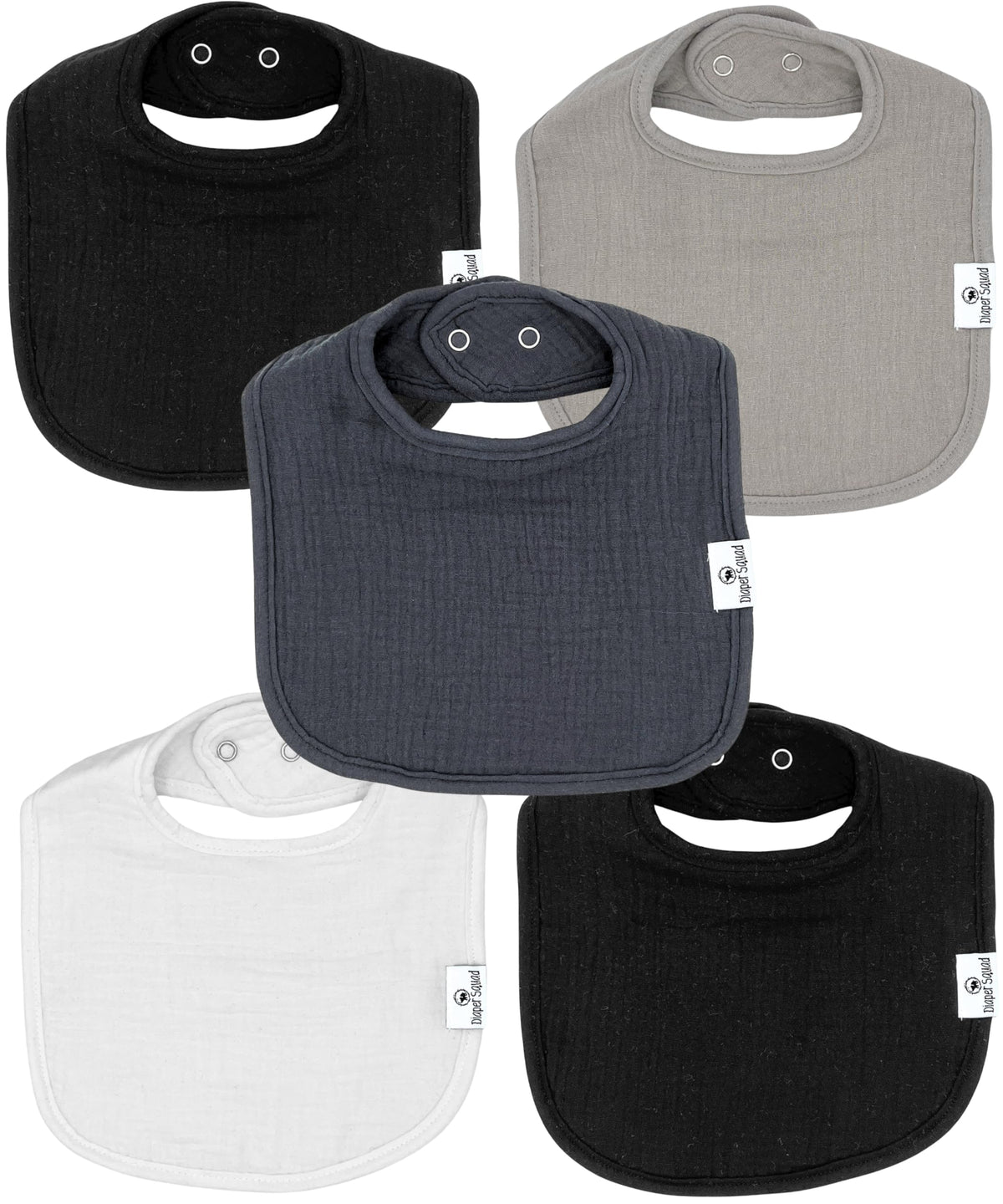 Diaper Squad 10-Pack Organic Muslin Cotton Baby Bibs for Baby Boy, Girl