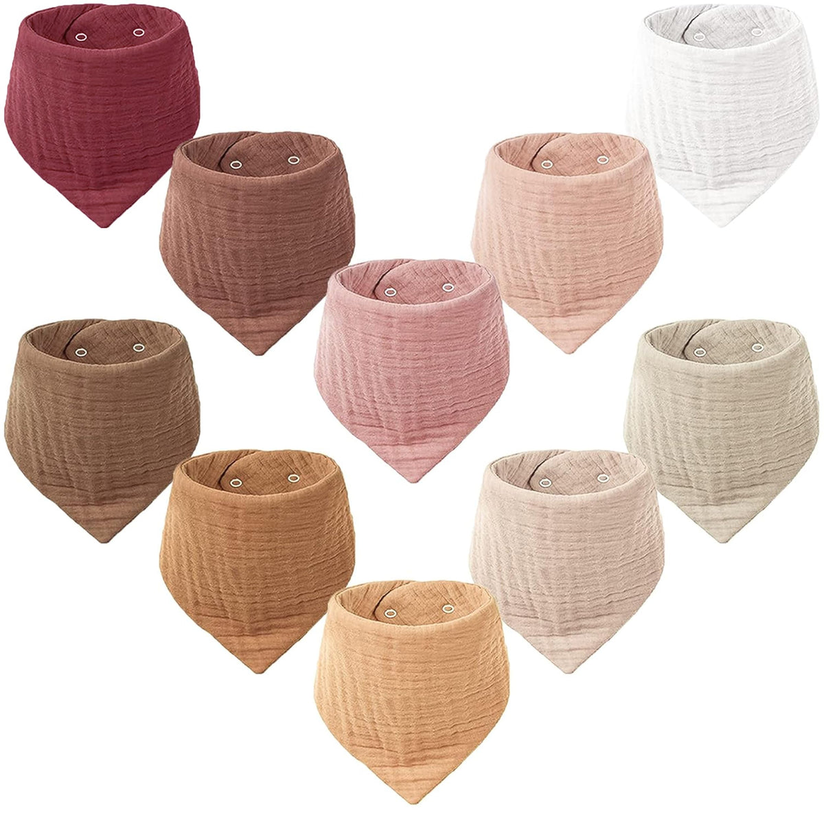 Konssy 10 Pack Baby Muslin Bandana Bibs for Drooling and Teething