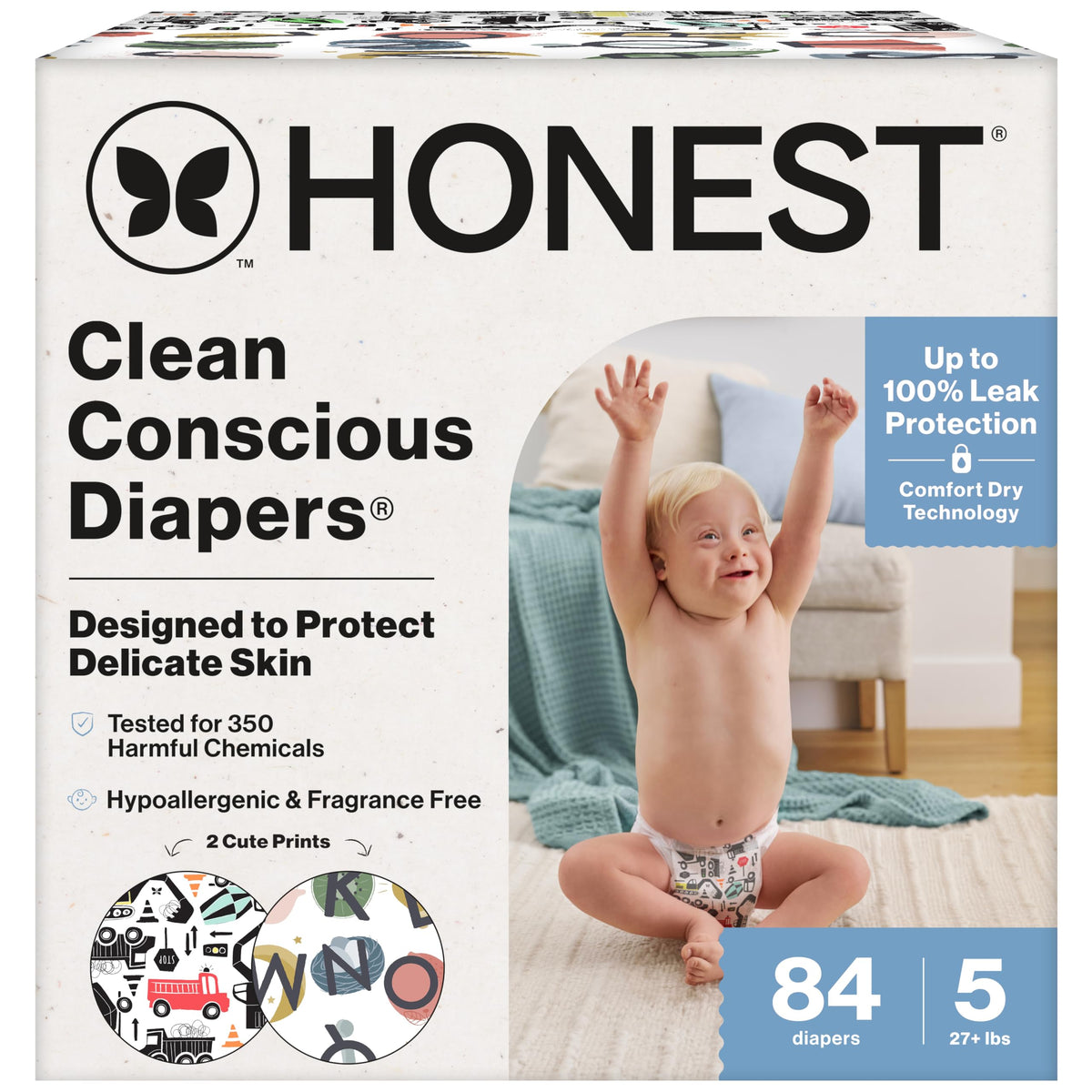 The Honest Company Daytime Daytime Diapers, All the Alpacas, Size 1, 136 Ct