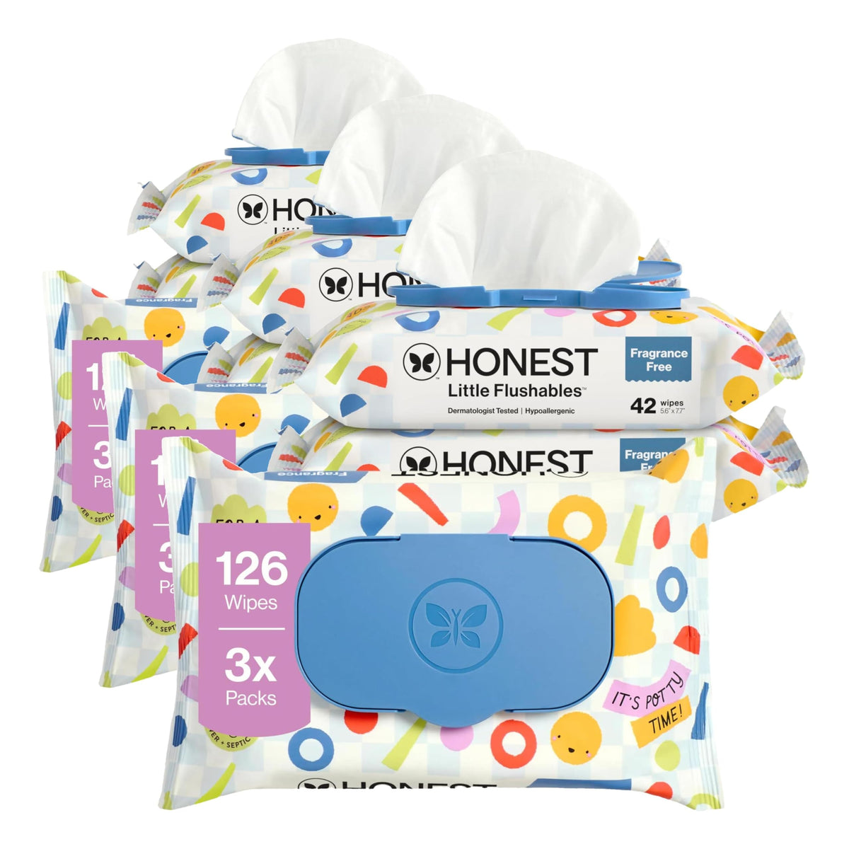 The Honest Company Toddler Flushable Wipes, Hypoallergenic, 126 Count