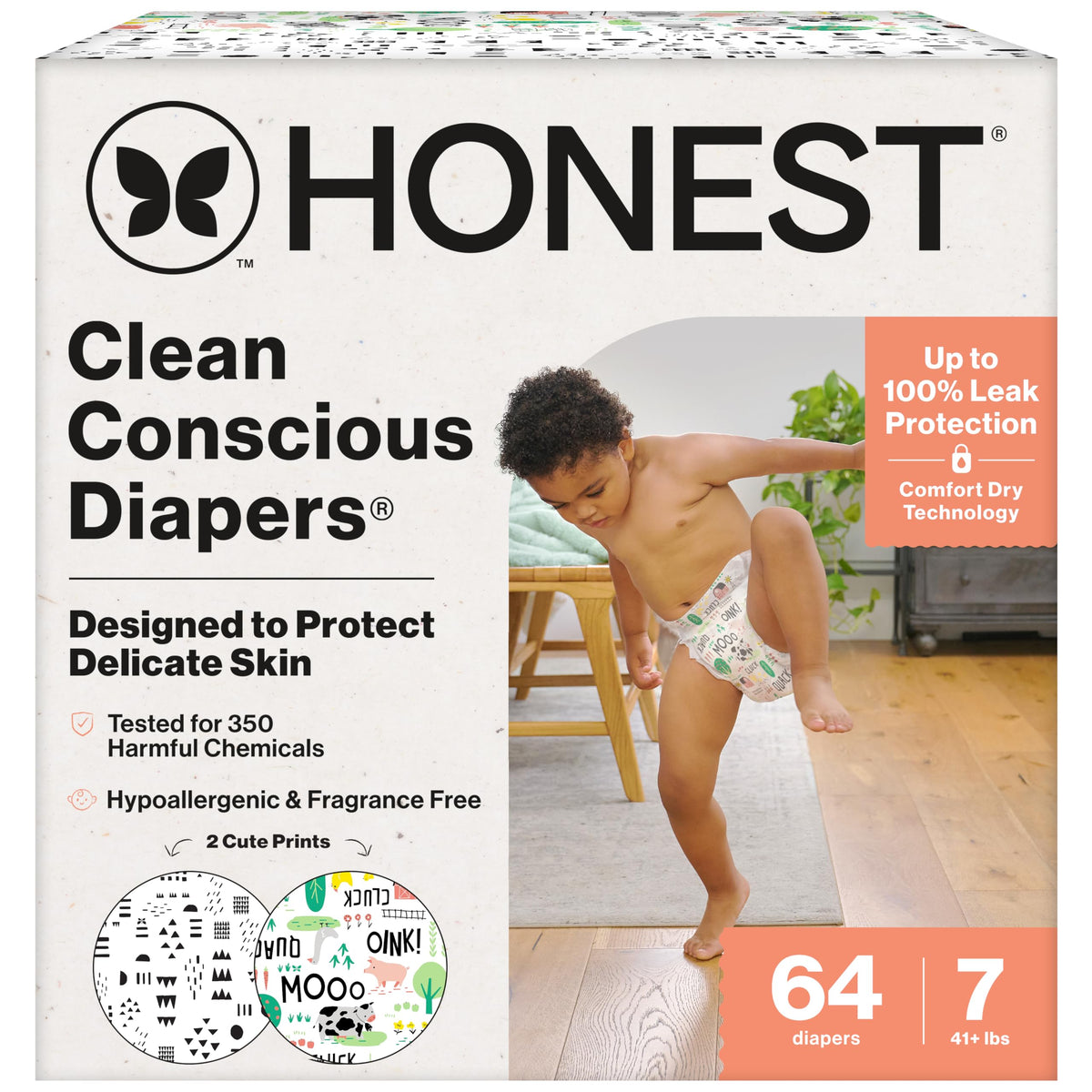 The Honest Company Daytime Daytime Diapers, All the Alpacas, Size 1, 136 Ct