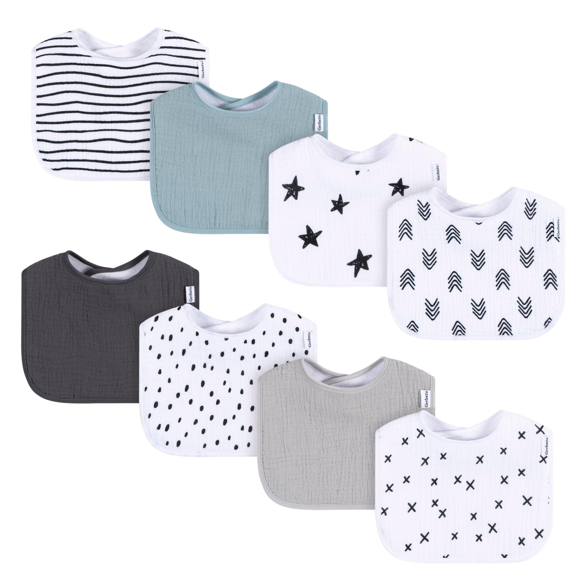 Gerber Baby Boys & Girls Muslin 8 Pack Drooling Bibs
