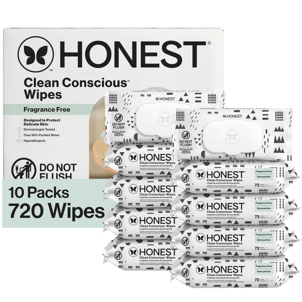 The Honest Company Multi-Use Baby Wipes, Geo Mood, Unscented, 576 Count