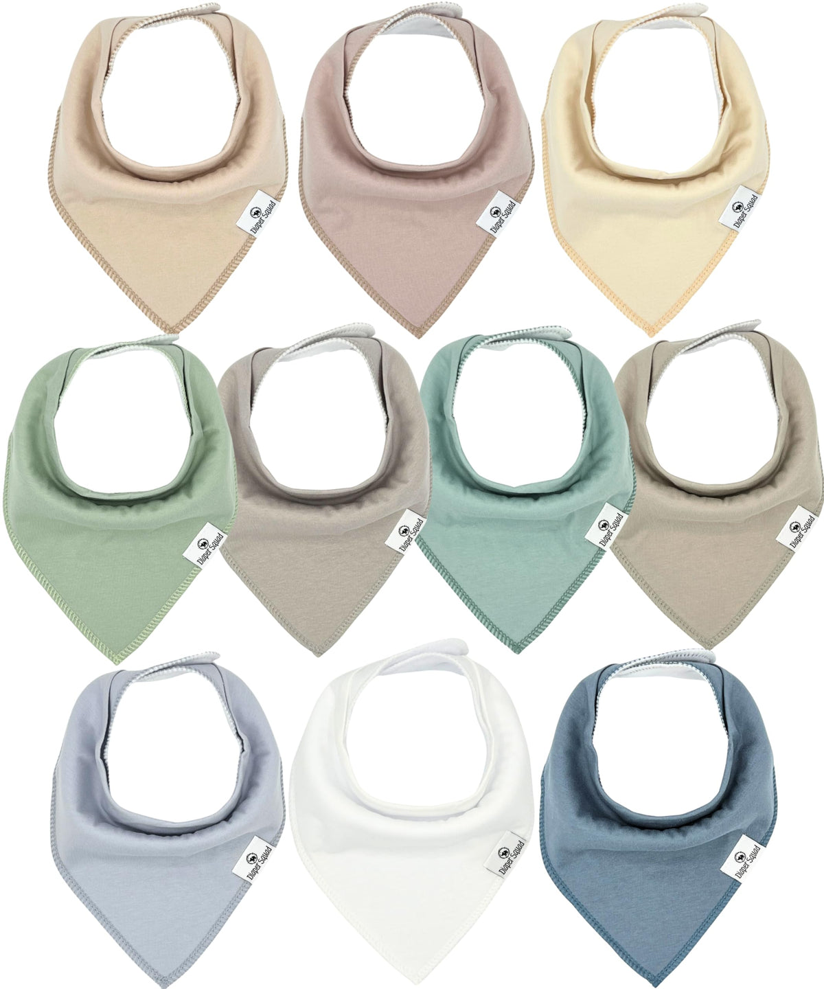 Diaper Squad 10-Pack Organic Cotton Baby Bibs for Baby Boy, Girl