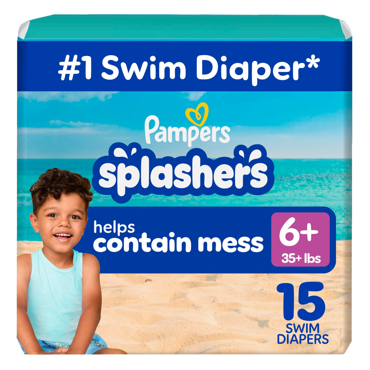 Pampers Splashers Swim Diapers, Size 4, 18 Count, Disposable Swim Diapers, Contains Mess, No Swell