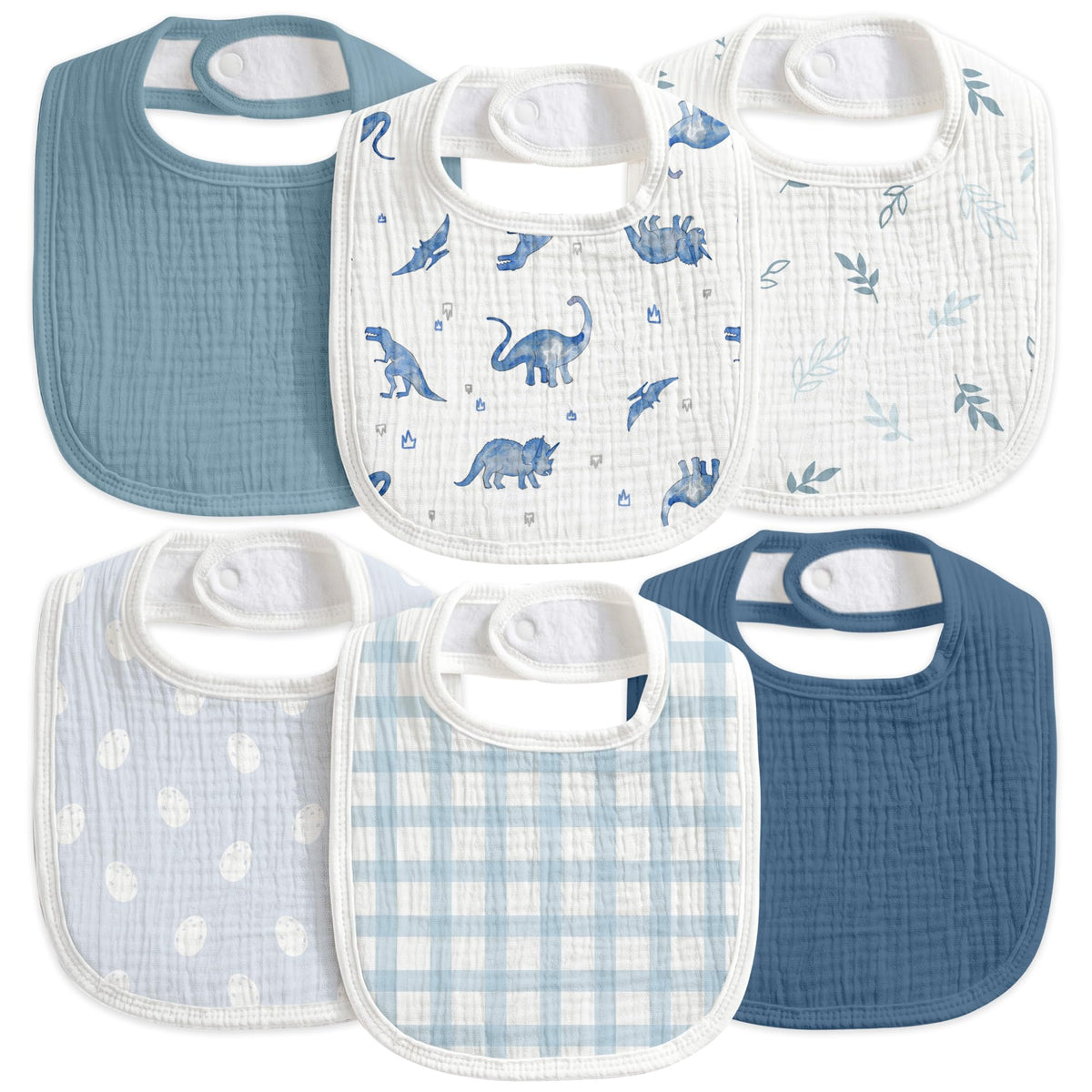 6-Pack Muslin Baby Bibs for Drooling & Teething, Absorbent Bib