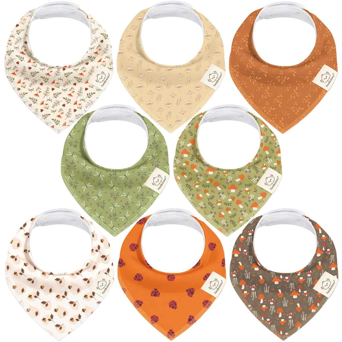 8pk Organic Baby Bandana Bibs for Drooling and Teething (Muted Pastel)