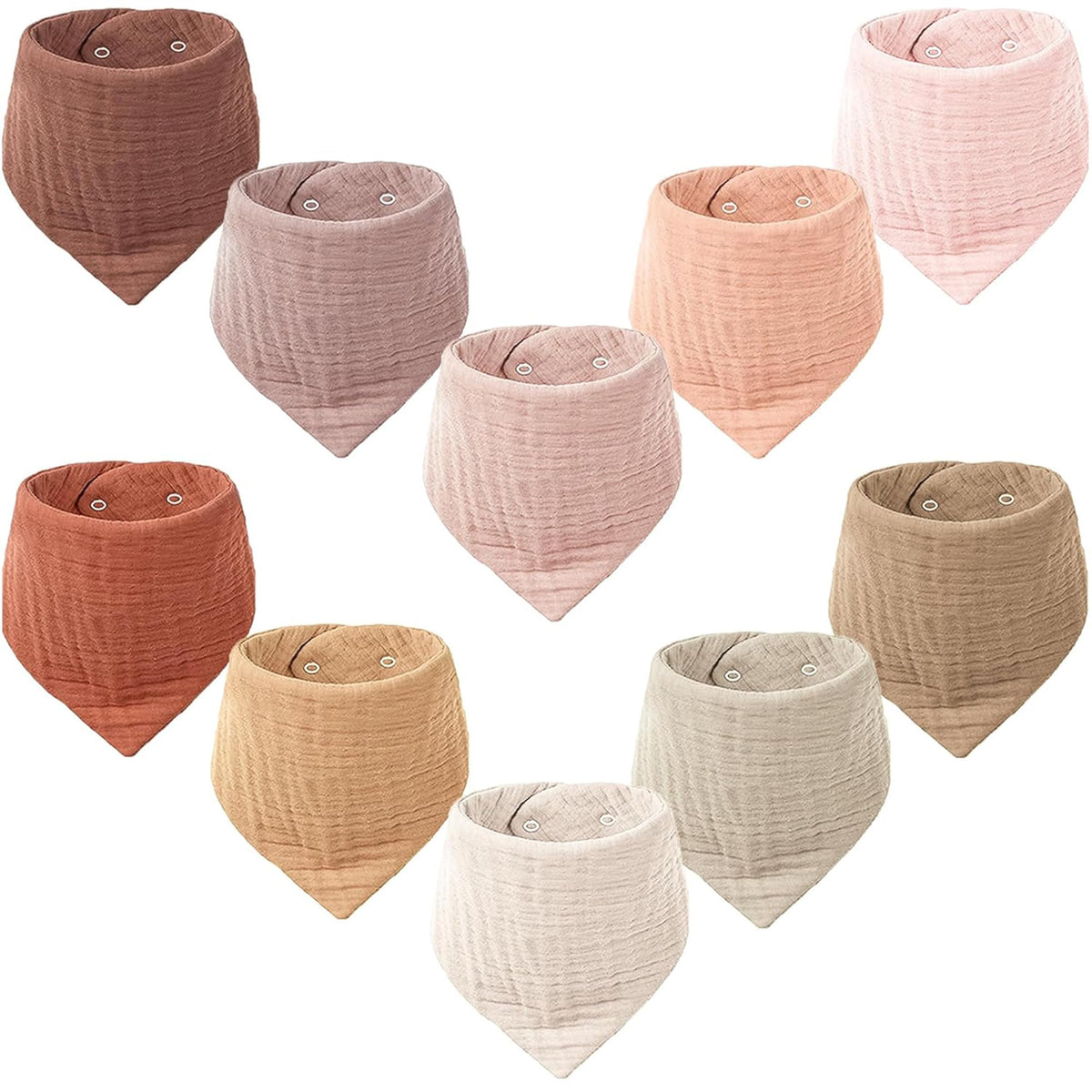 Konssy 10 Pack Baby Muslin Bandana Bibs for Drooling and Teething