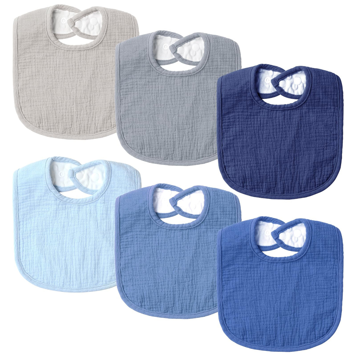 POIKSHARK 6-Pack Muslin Baby Bibs for Unisex Boys Girls, Cotton Baby Drool Bibs, Drooling and Teething Bibs for Infant