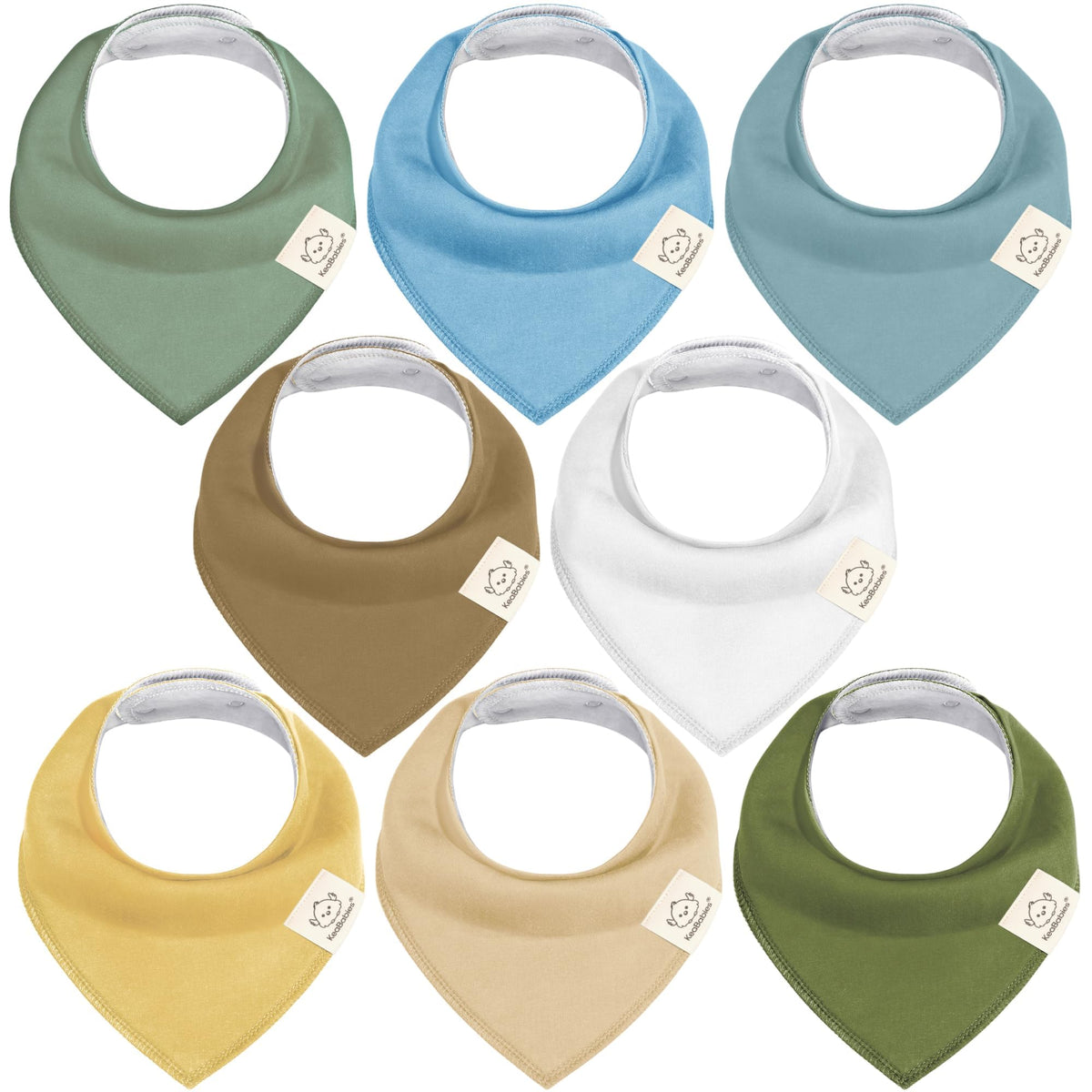8pk Organic Baby Bandana Bibs for Drooling and Teething (Muted Pastel)