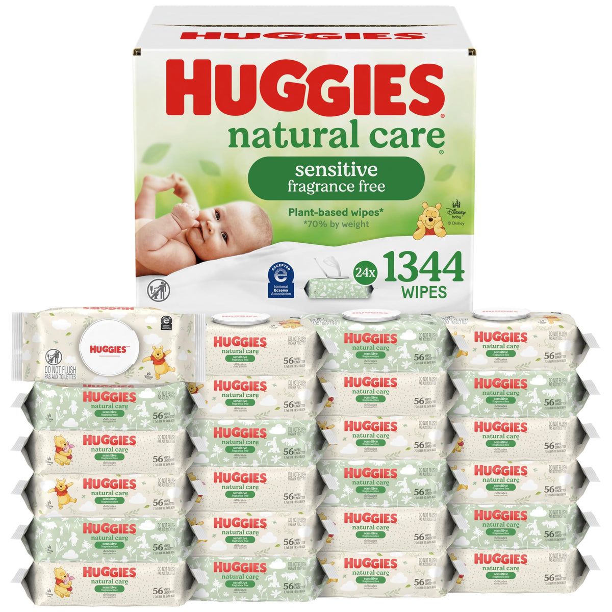 Huggies Natural Care Sensitive Baby Wipes, Unscented, 1 Pack, 56 Wipes