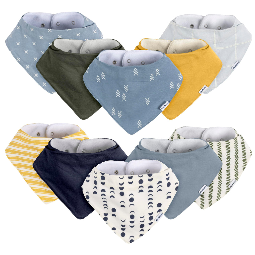 Gerber Baby Boys & Girls Bandana Bibs
