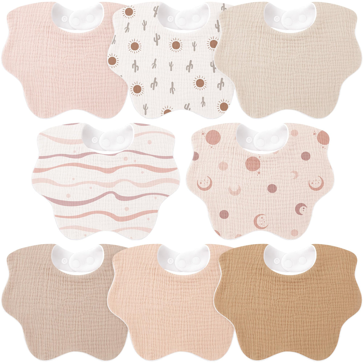 Bearmoss Baby Bibs for Drooling & Teething 8 Pack Muslin Cotton Bibs