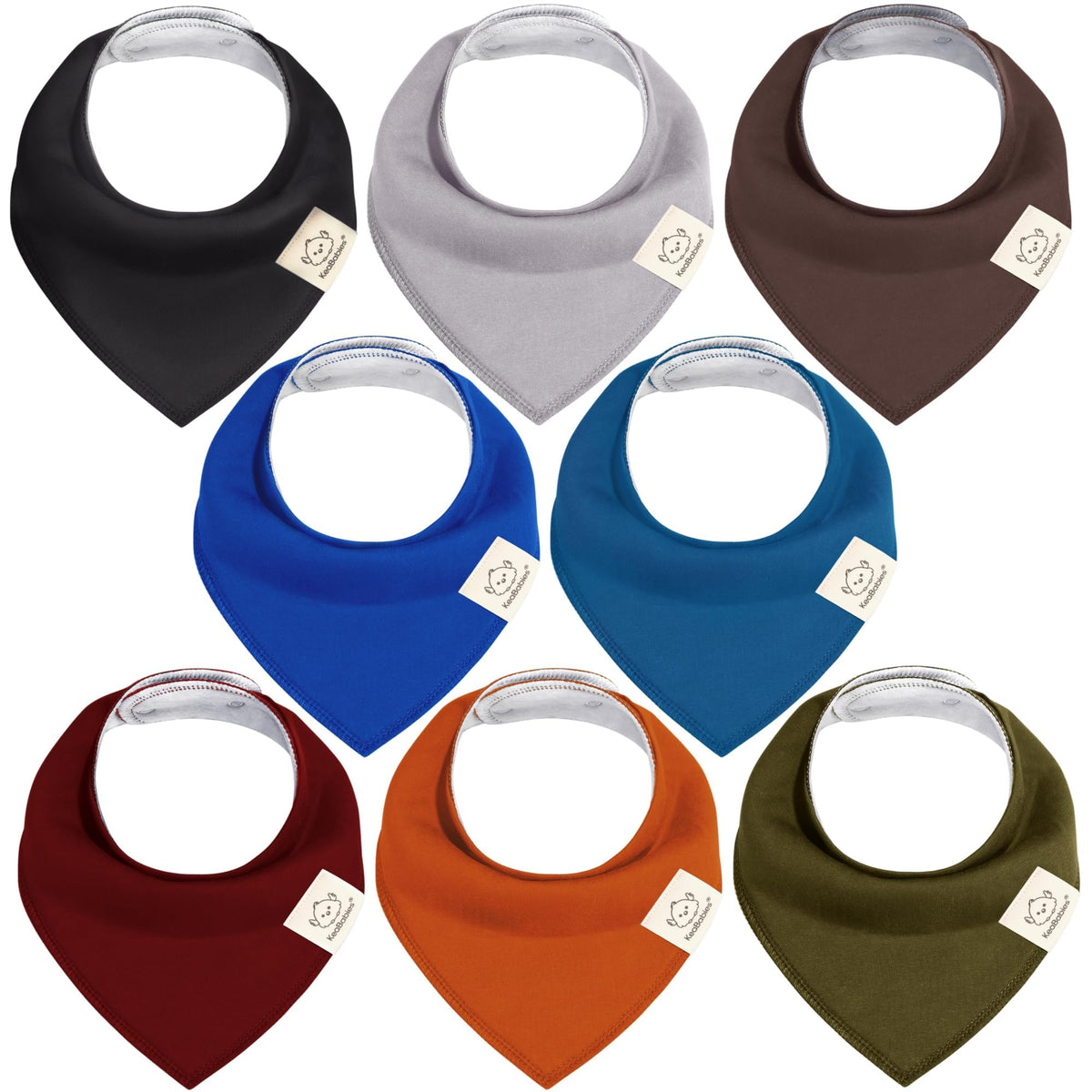 8pk Organic Baby Bandana Bibs for Drooling and Teething (Muted Pastel)