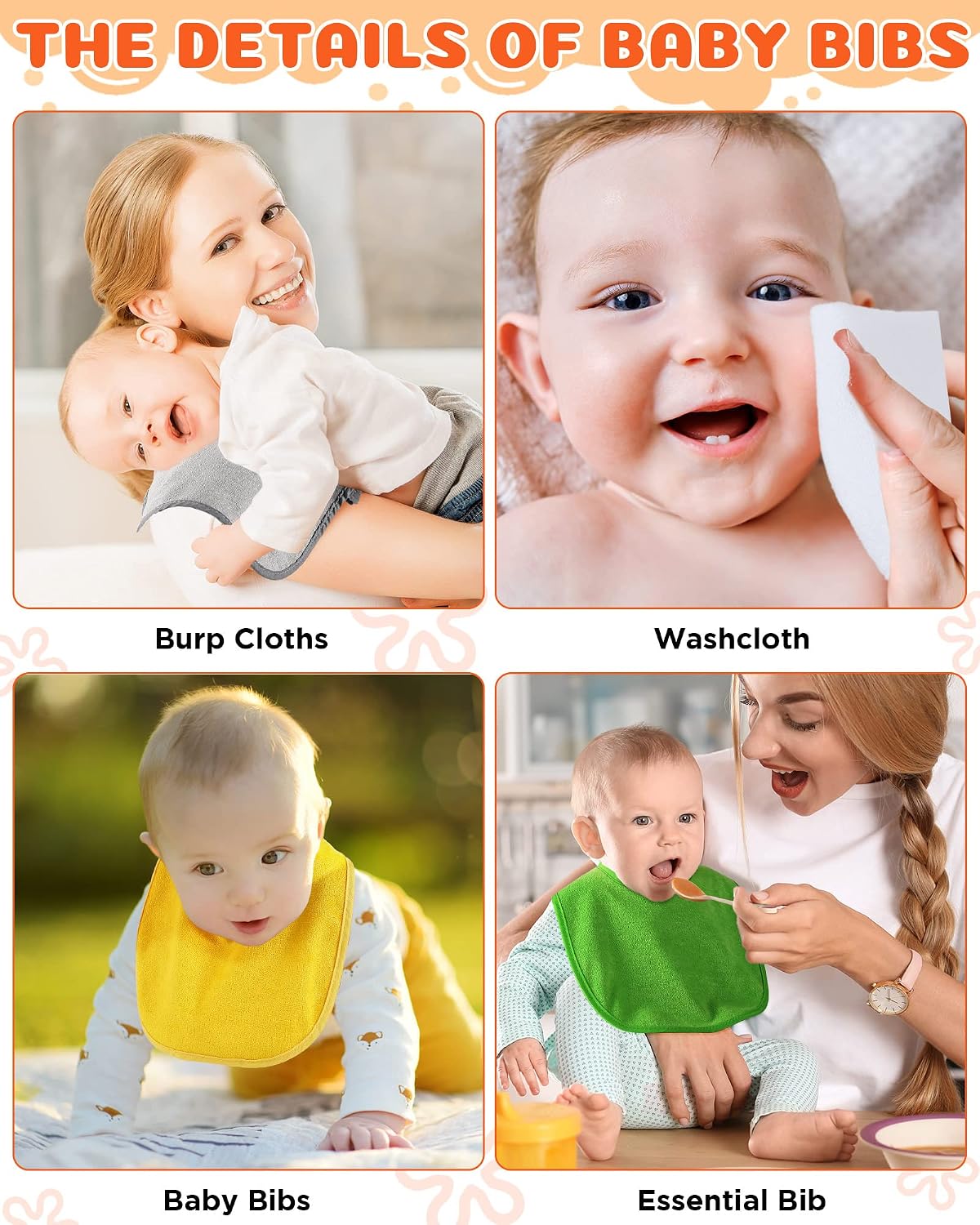 JaGely 30 Pcs Muslin Baby Bibs for Boys