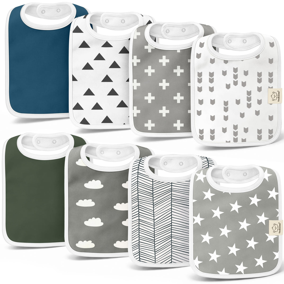 KeaBabies 8-Pack Organic Baby Bibs for Boys, Girls Drool Bibs (Cruise)