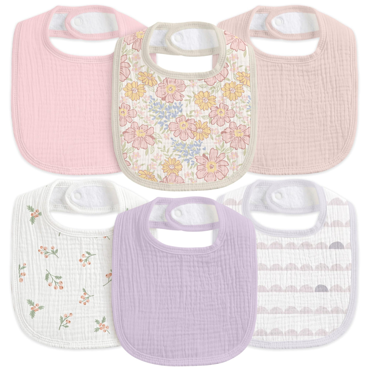 6-Pack Muslin Baby Bibs for Drooling & Teething, Absorbent Bib