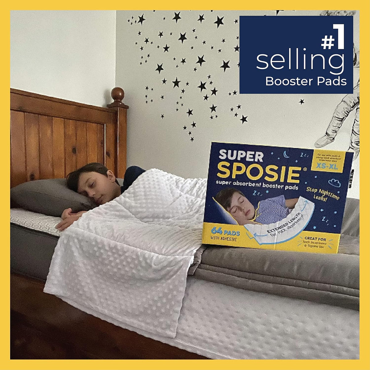 Super Sposie Max Absorbency Overnight Booster Pads, Size 5+, 64 Ct