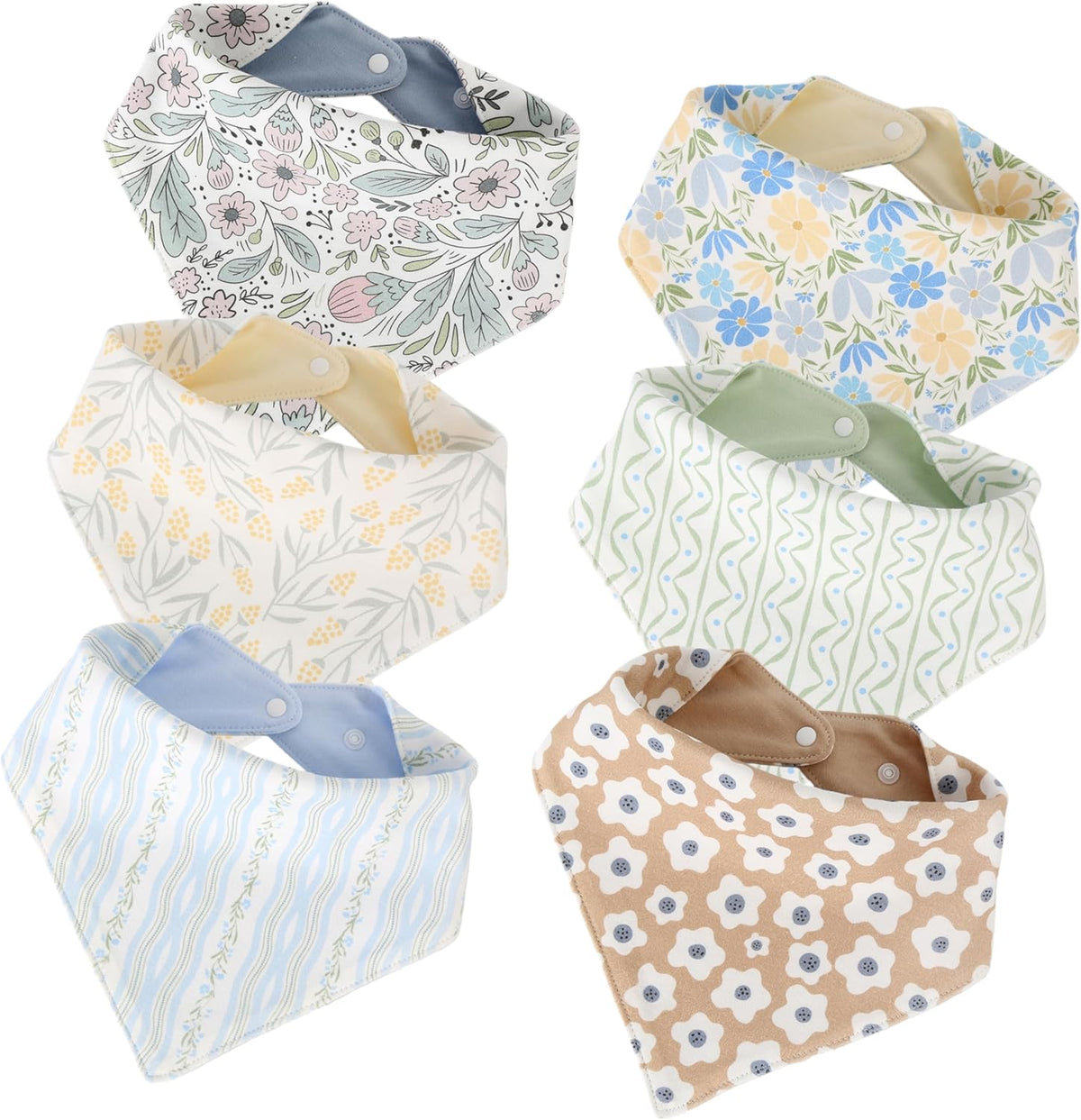 JUVA Baby Bandana Drool Bibs 6pk, Organic Cotton, Absorbent & Reversible