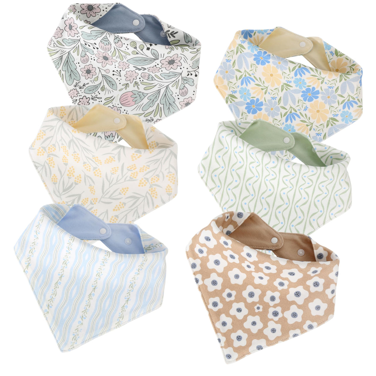 JUVA Baby Bandana Drool Bibs 6pk, Organic Cotton, Absorbent & Reversible