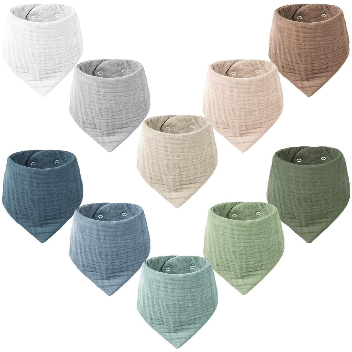 Konssy 10 Pack Baby Muslin Bandana Bibs for Drooling and Teething