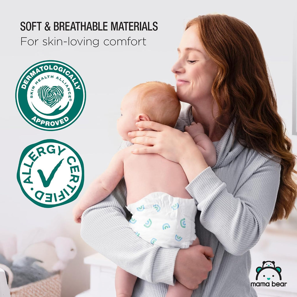 Amazon Brand - Mama Bear Gentle Touch Baby Diapers, Size 3, 42 Count, Wetness Indicator, Stretchy Waistband, Skin Health Alliance Approved