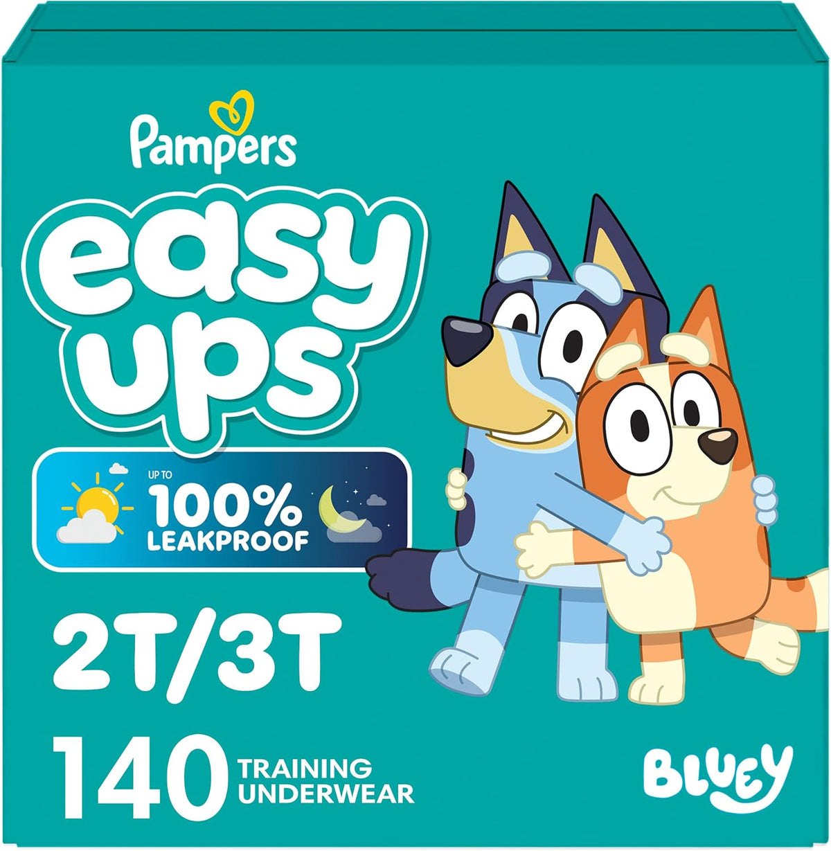 Pampers Easy Ups Girls & Boys Potty Training Pants, Size 4 (2T3T), 140 Count, Bluey Absorbent Training Underwear, Up to 100% Leakproof Day and Night, Hypoallergenic