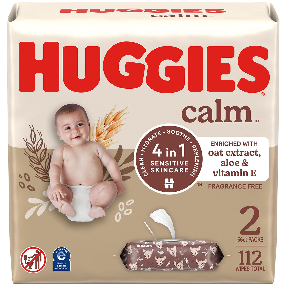 Huggies Calm Baby Wipes, Unscented, 10 Packs, 560 Wipes
