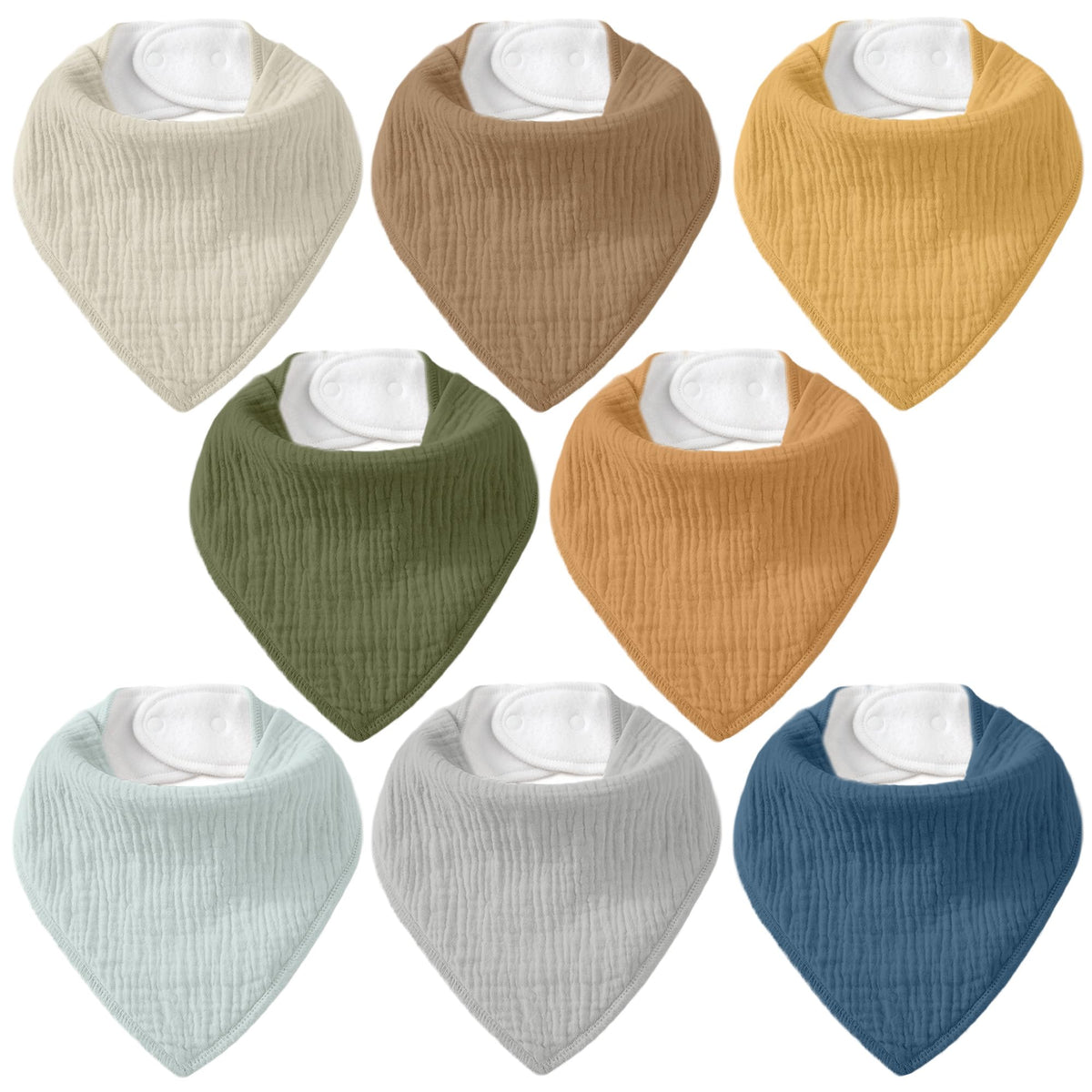 8 Pack Muslin Baby Bandana Bibs for Drooling and Teething