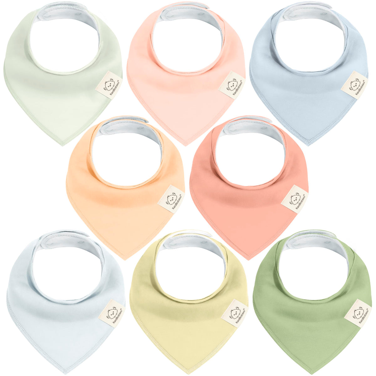 8pk Organic Baby Bandana Bibs for Drooling and Teething (Muted Pastel)