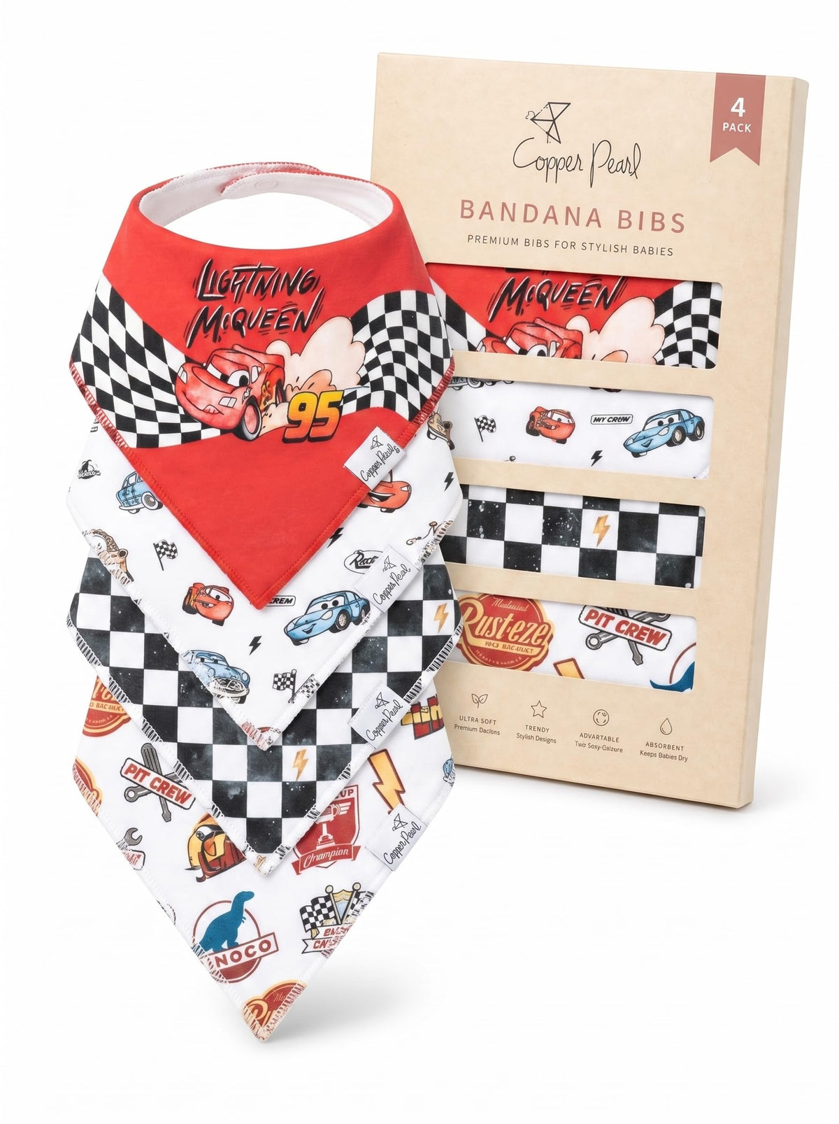 Copper Pearl Baby Bibs 4 Pack & 6 Pack, Bandana Drool Bibs for Baby Girl & Boy, Soft Cotton Bibs for Drooling and Teething
