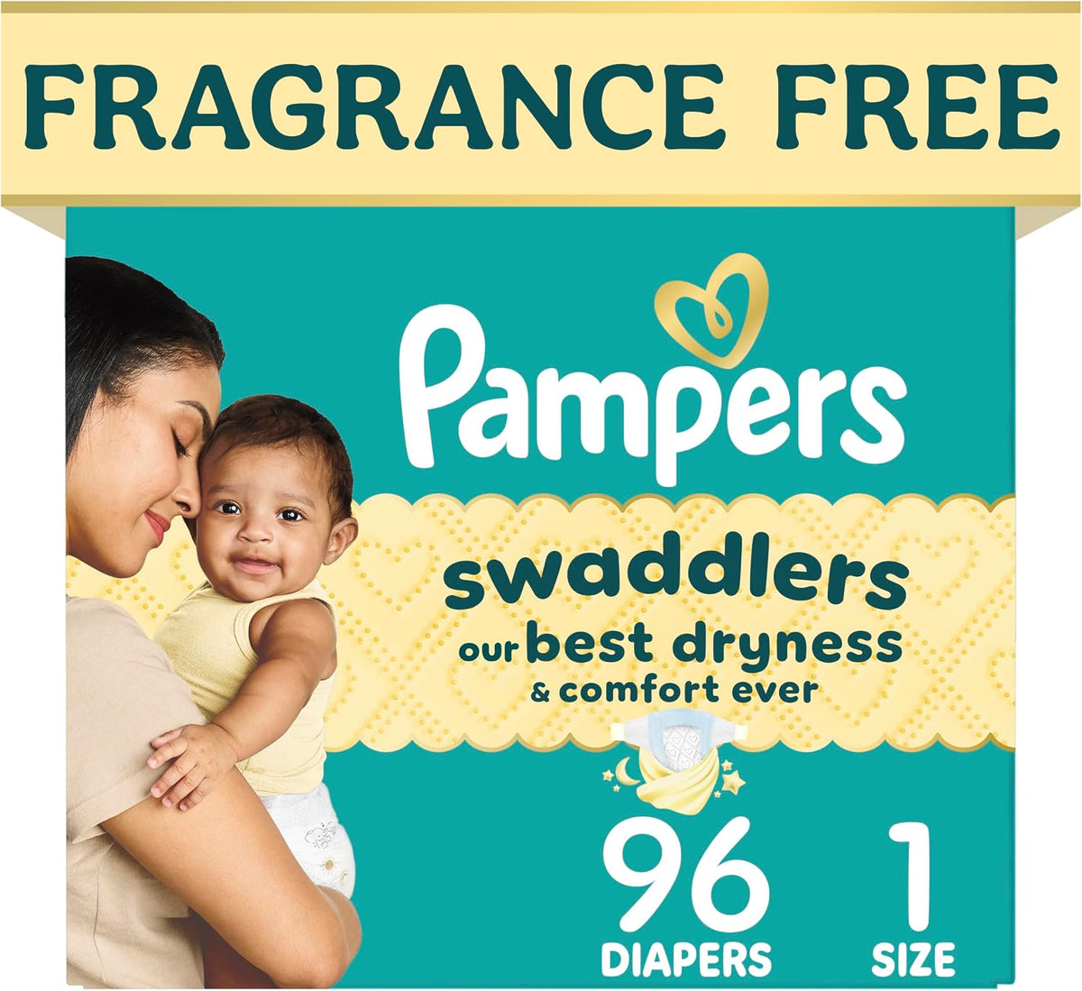 Swaddlers Diapers, Size 1 (8-14 lbs), 96 Count, Fragrance Free, Hypoallergenic, Absorbent, Pediatrician Recommended, Skin Safe