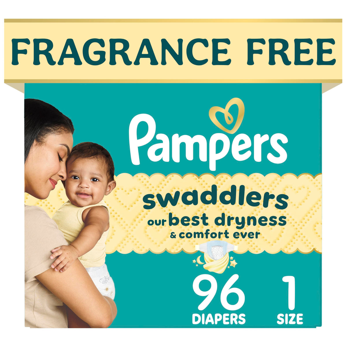 Swaddlers Diapers, Size 1 (8-14 lbs), 96 Count, Fragrance Free, Hypoallergenic, Absorbent, Pediatrician Recommended, Skin Safe