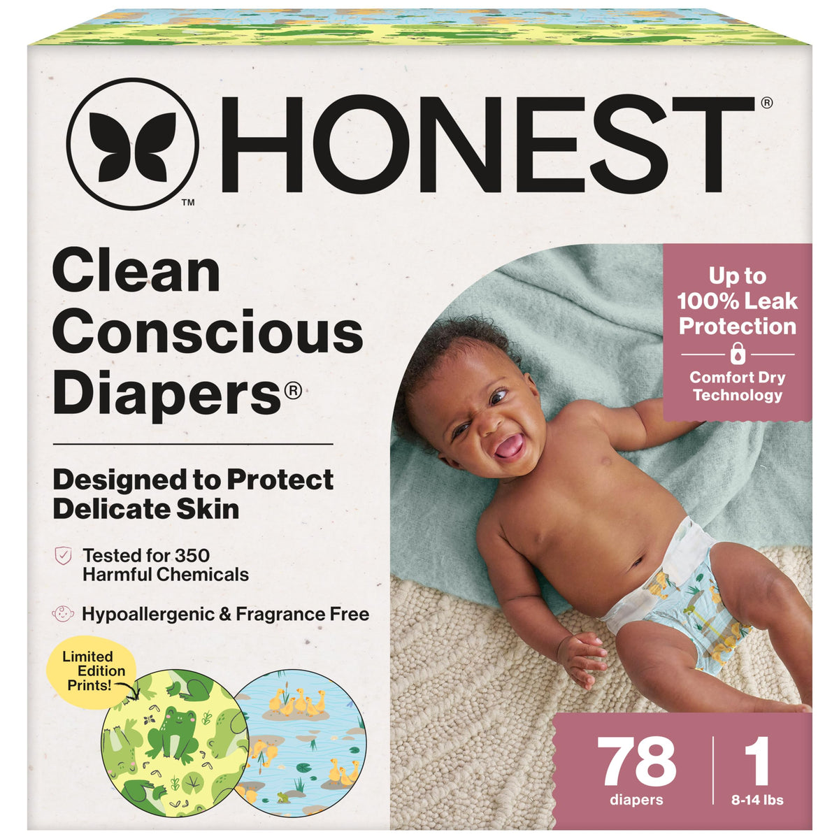 The Honest Company Daytime Diapers, Pattern Play, Size 1, 78 Count