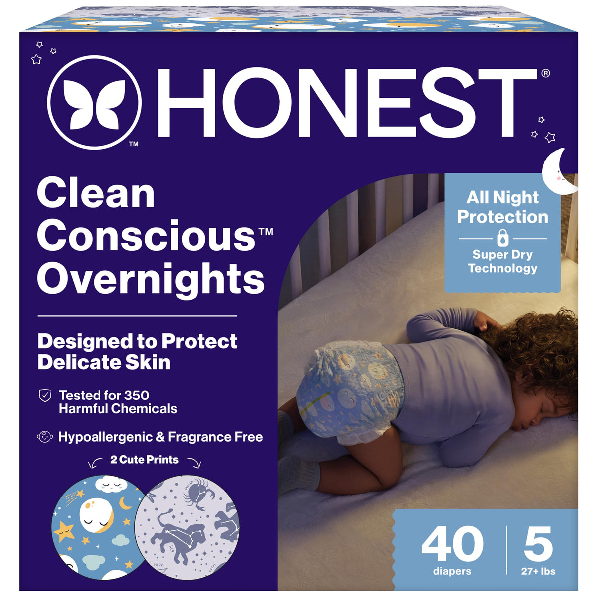 The Honest Company Overnight Diapers, Cozy Cloud, Size 3, 52 Count