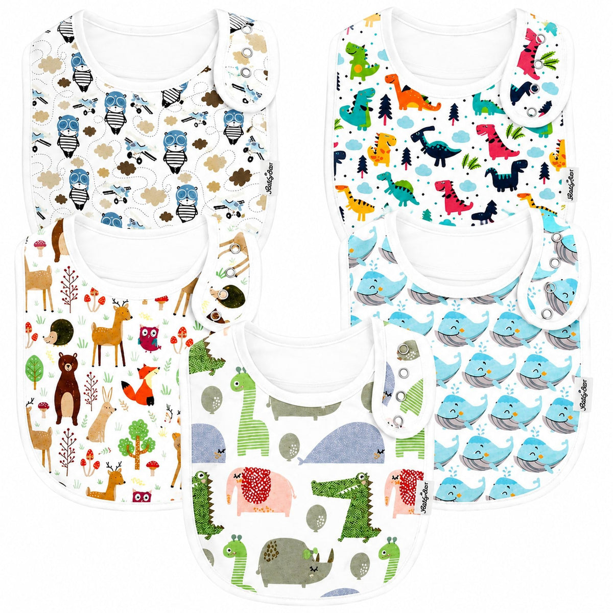 KiddyStar Premium Organic Cotton Bibs for Drooling & Teething Babies