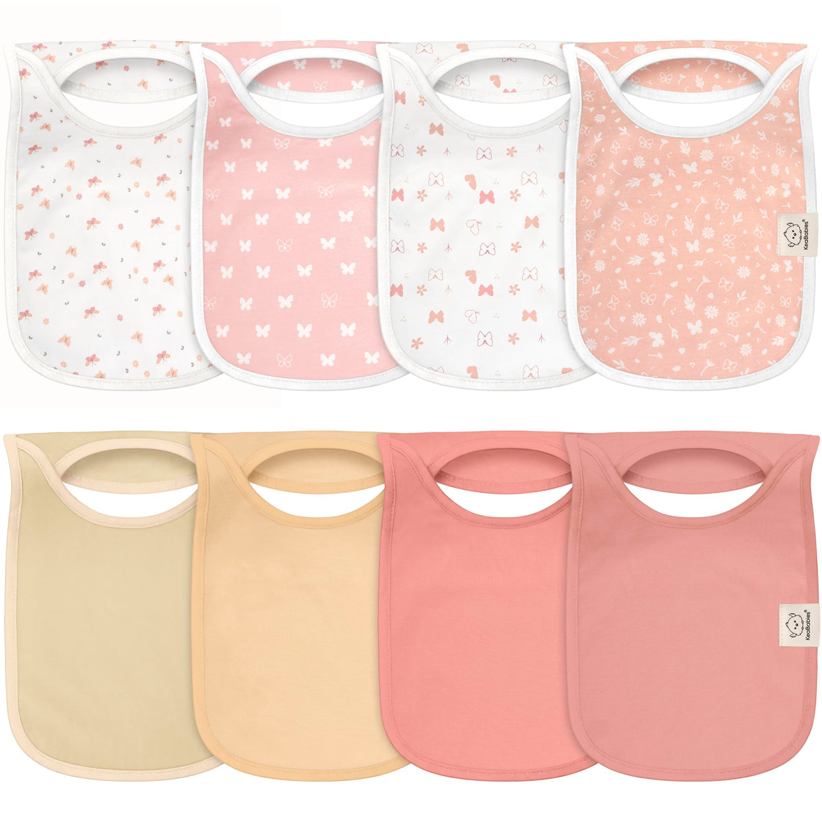 KeaBabies 8-Pack Bibs for Baby Girls, Boys Pullover Baby Bibs 6-36M (Brick)