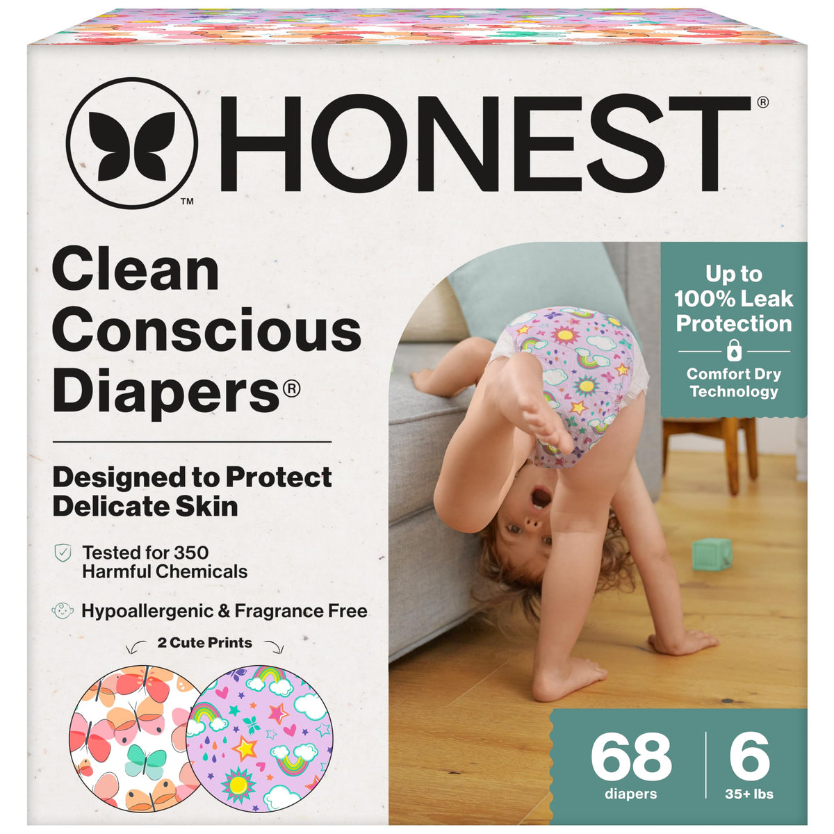 The Honest Company Daytime Diapers, Pattern Play Above All, Size 1, 136ct