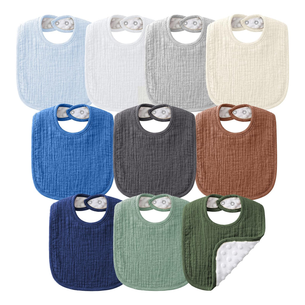 NISXABEBE Muslin Baby Bibs for Unisex Boys Girls, Cotton Drool Bibs, Adjustable Newborn Bibs for Drooling and Teething