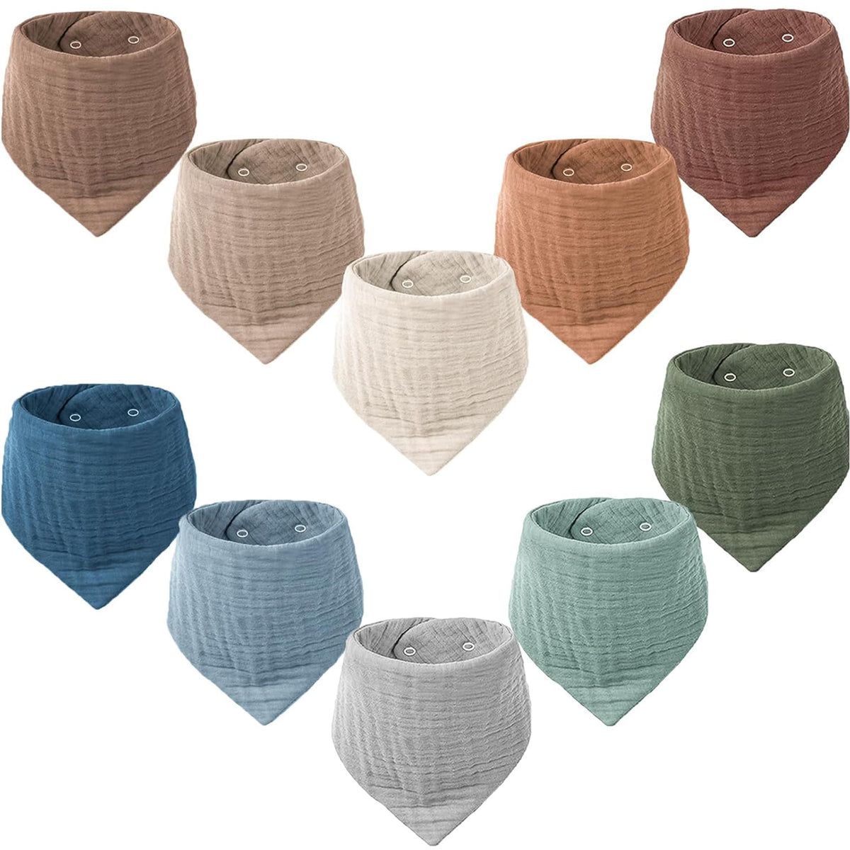 Konssy 10 Pack Baby Muslin Bandana Bibs for Drooling and Teething