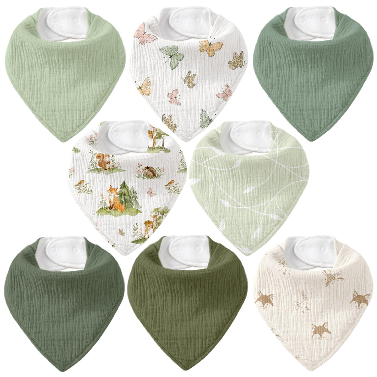 8 Pack Muslin Baby Bandana Bibs for Drooling and Teething