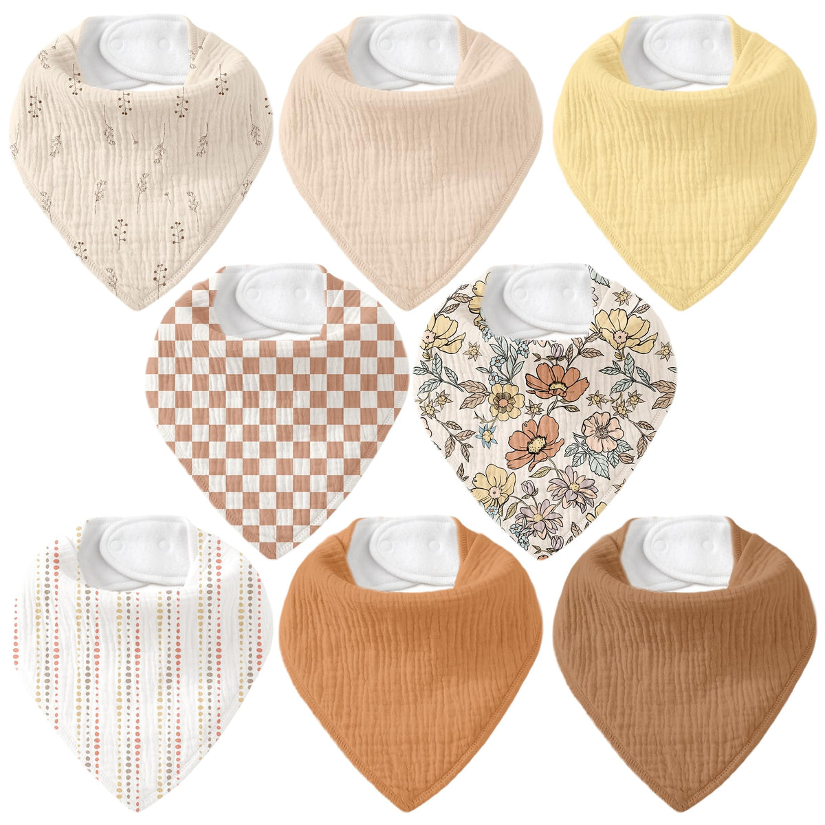 8 Pack Muslin Baby Bandana Bibs for Drooling and Teething