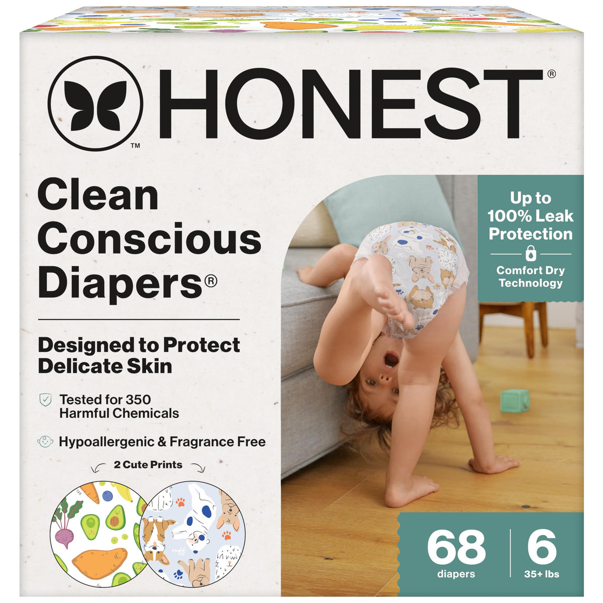 The Honest Company Daytime Diapers, Pattern Play Above All, Size 1, 136ct