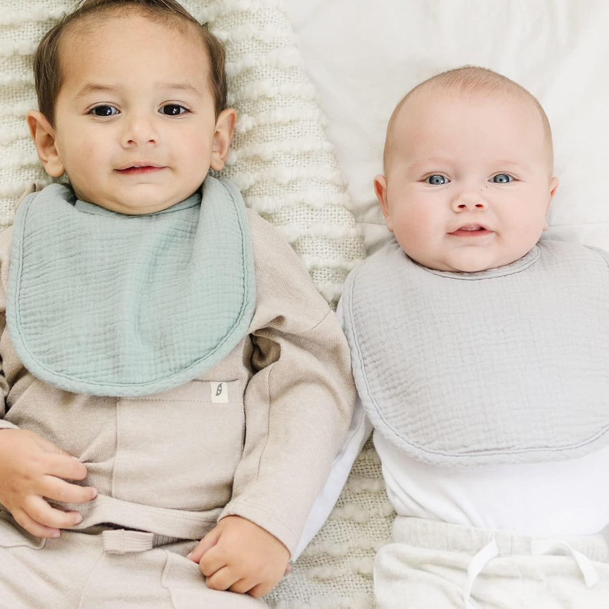 Konssy 8-Pack Muslin Baby Bibs, Adjustable Fit for Drooling and Teething