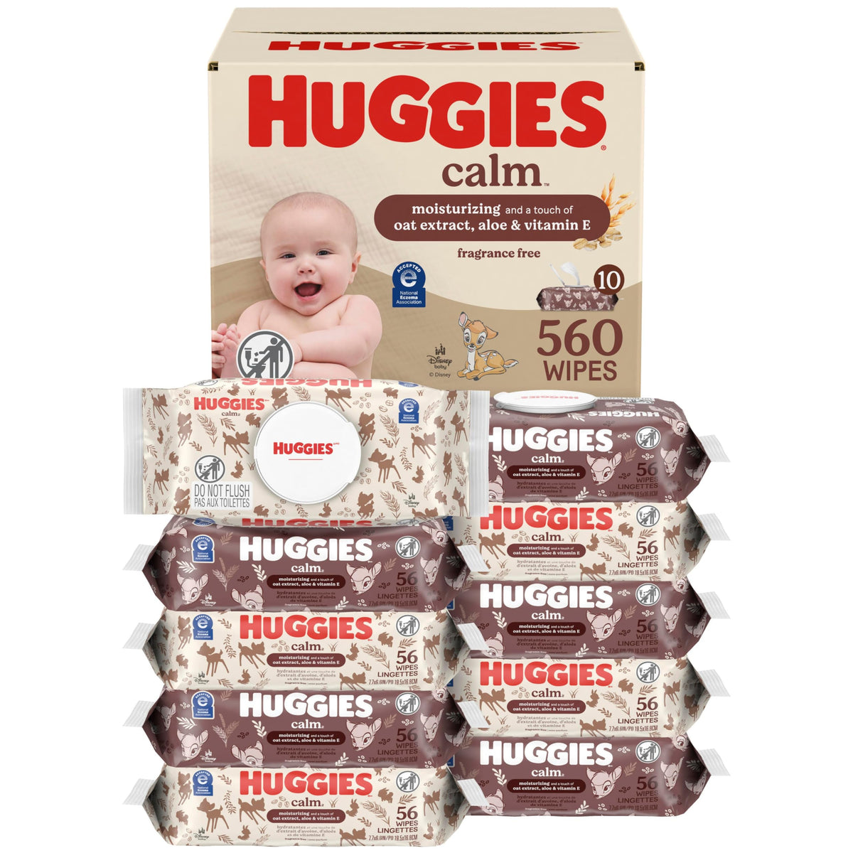 Huggies Calm Baby Wipes, Unscented, 10 Packs, 560 Wipes