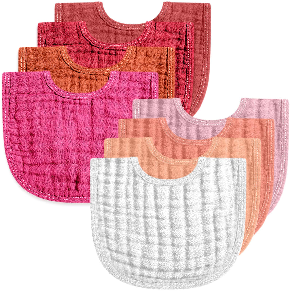 Frienda 8 Pcs Muslin Baby Bibs Waterproof Bib for Drool,Terracotta
